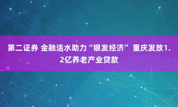 第二证券 金融活水助力“银发经济” 重庆发放1.2亿养老产业贷款
