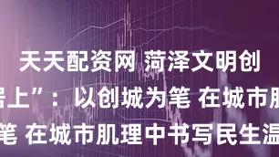 天天配资网 菏泽文明创建“后来居上”：以创城为笔 在城市肌理中书写民生温度